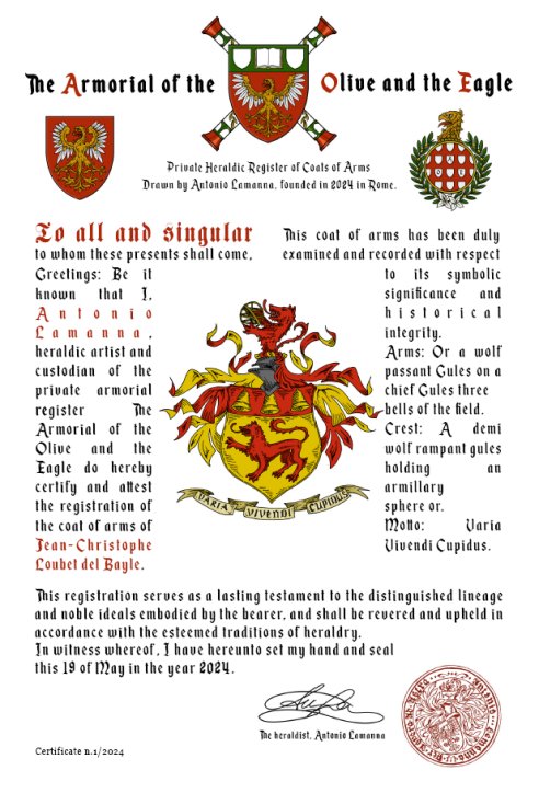 The Armorial of the Olive and the Eagle by Antonio Lamanna, 2024