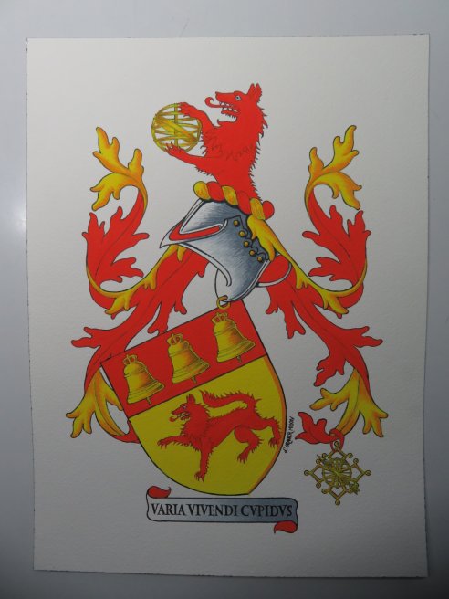Esquisse d'armoiries Loubet del Bayle avec badge par Laurent Granier, héraldiste lyonnais