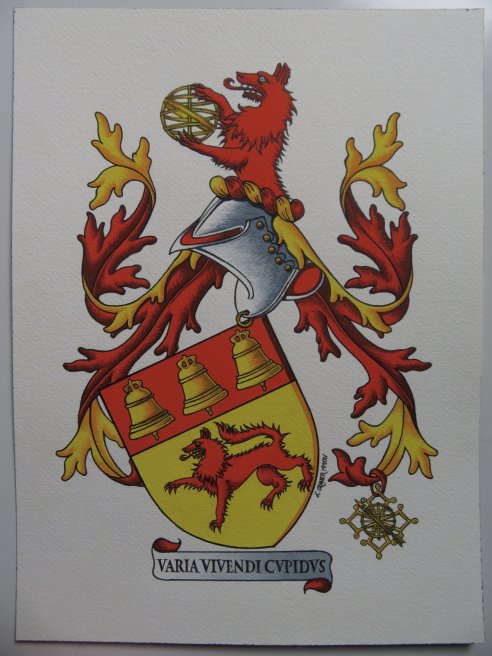 Esquisse d'armoiries Loubet del Bayle avec badge par Laurent Granier, héraldiste lyonnais
