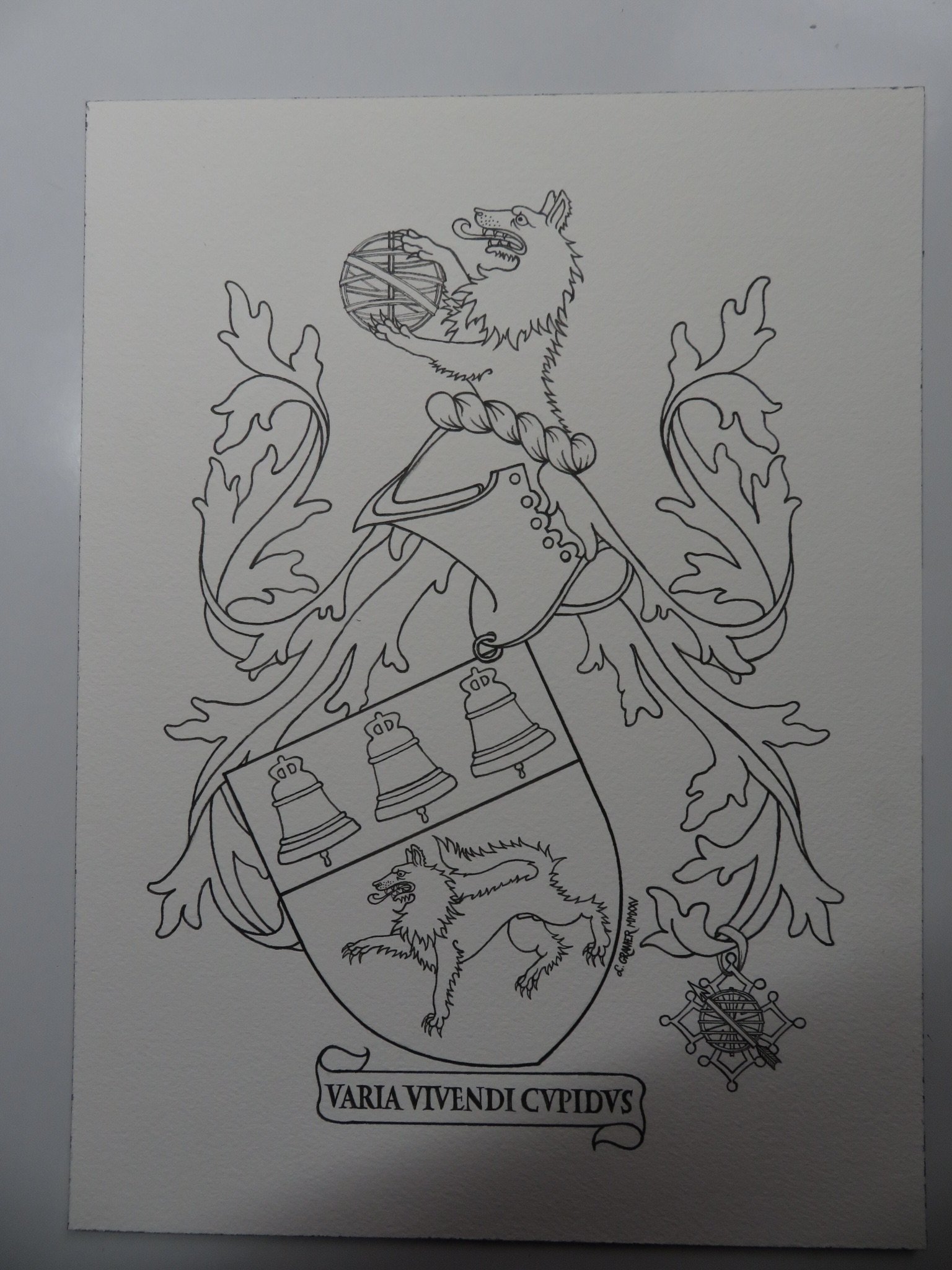 Esquisse d'armoiries Loubet del Bayle avec badge par Laurent Granier, héraldiste lyonnais
