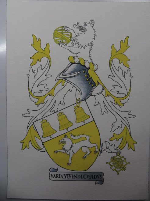 Esquisse d'armoiries Loubet del Bayle avec badge par Laurent Granier, héraldiste lyonnais