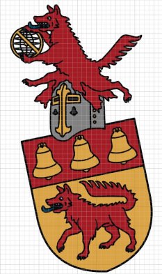 Esquisse de blason au loup écorché