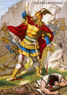 Roland sonnant du cor pour appeler Charlemagne dans le col pyrénéen de Ronceveaux