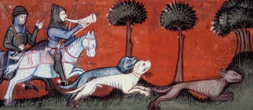 Chasse au loup. Miniature du manuscrit fr. 1297, Livre du Roi Modus et de la Reine Ratio par Henri de Ferrières